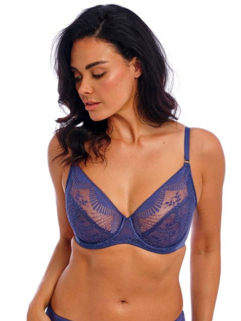 WACOAL Sensu Lace Underwire Bra Dark Azure Blue 36D Sexy (bought in Paris) NWOT